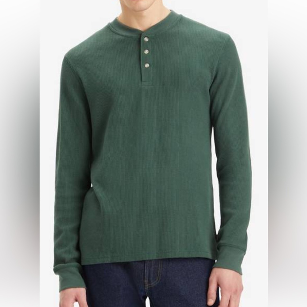 Levi's Dark Green Long Sleeve Henley Shirt